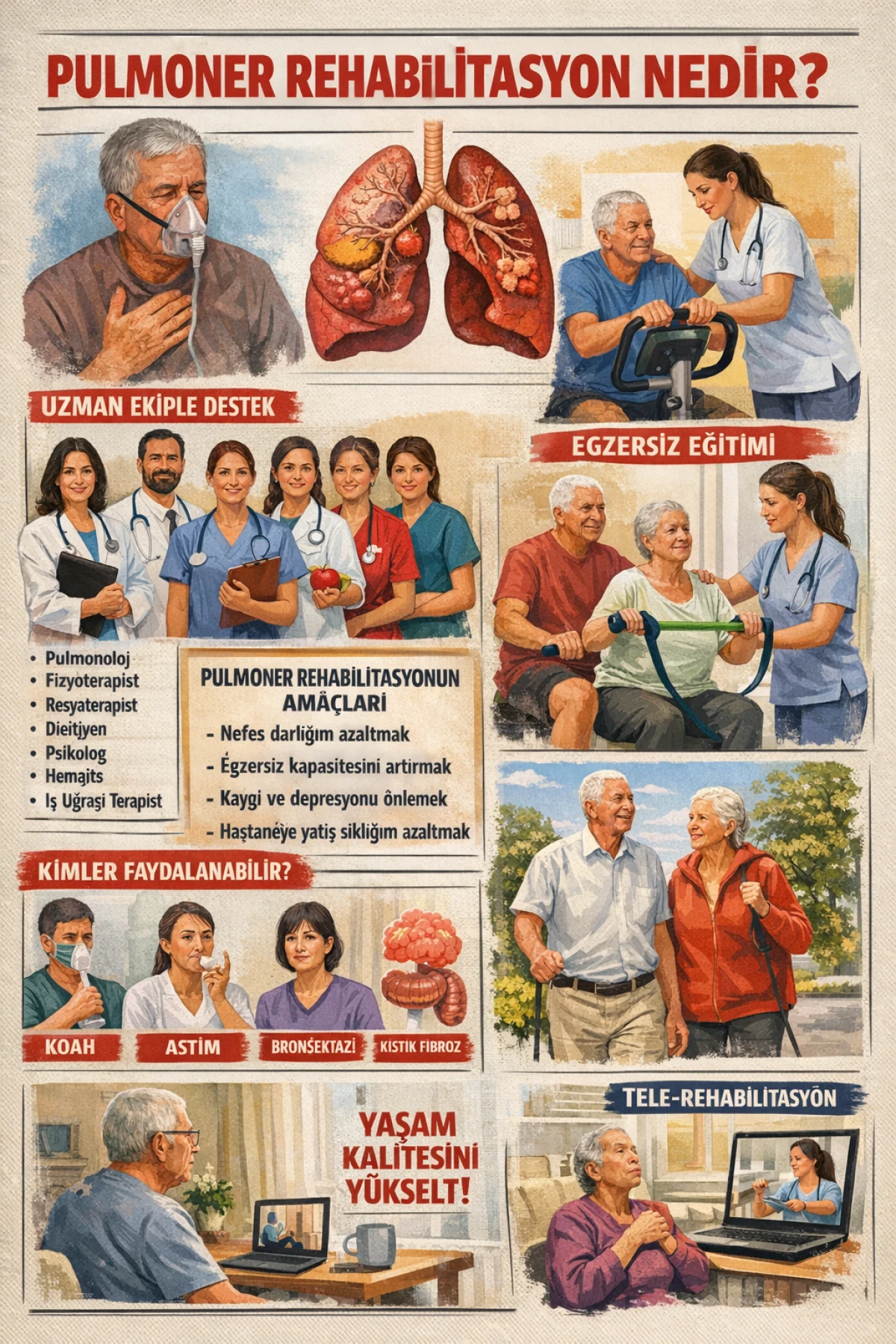 KRONİK SOLUNUM HASTALIKLARINDA YAŞAM KALİTESİNİ ARTIRAN PULMONER REHABİLİTASYON